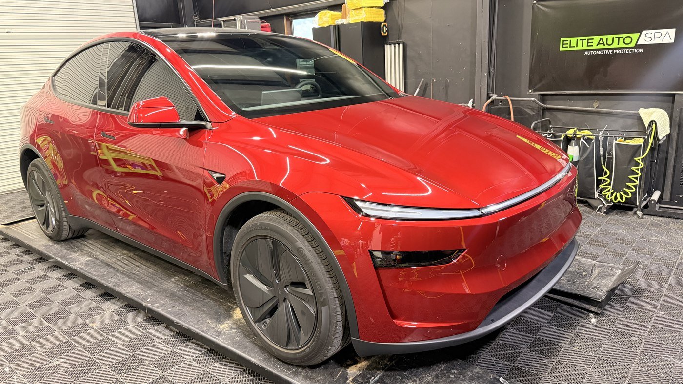 Full front paint protection film on a Tesla Model Y