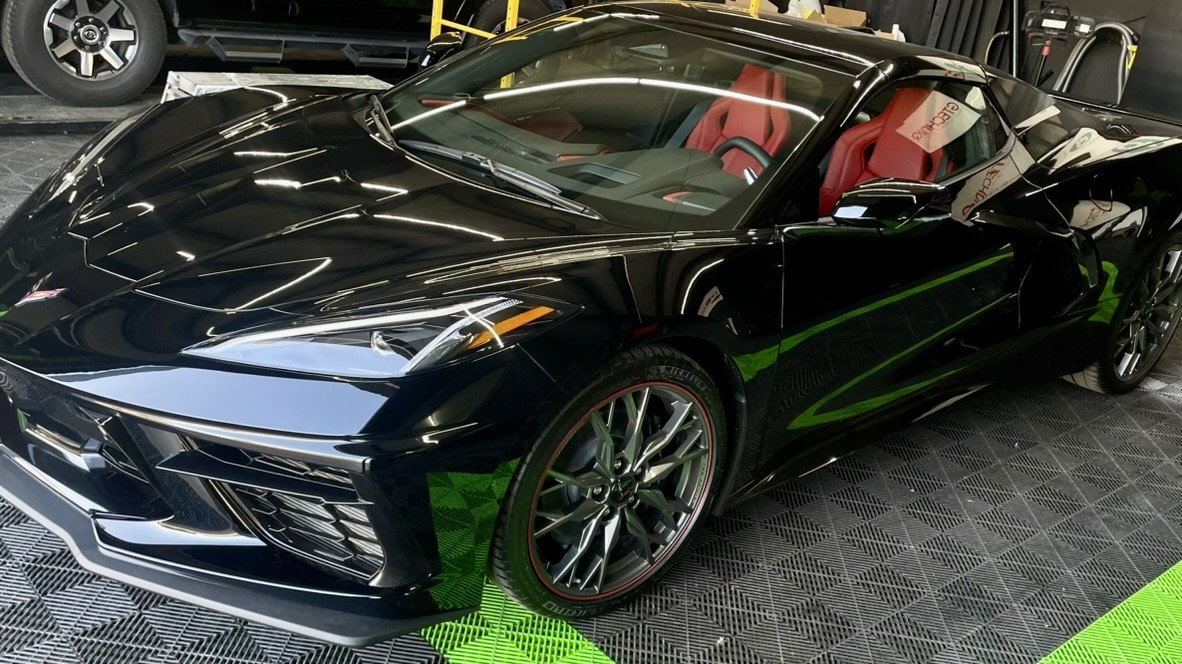 Chevrolet Corvette C8 with red interior, ceramic coated